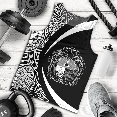 Nauru Tank Top Coat Of Arm Lauhala White Circle