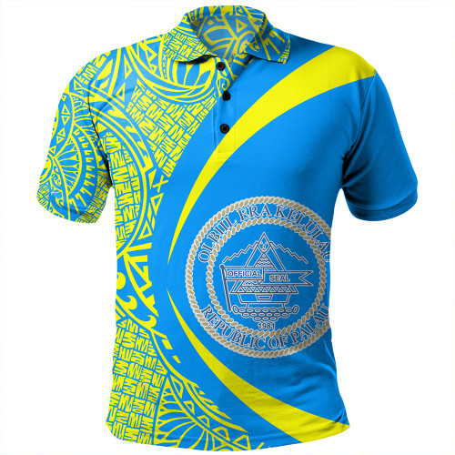 Palau Polo Shirt Coat Of Arm Lauhala Circle
