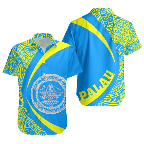 Palau Short Sleeve Shirt Coat Of Arm Lauhala Circle