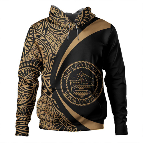 Palau Hoodie Coat Of Arm Lauhala Gold Circle