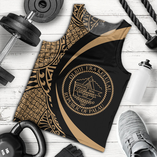 Palau Tank Top Coat Of Arm Lauhala Gold Circle