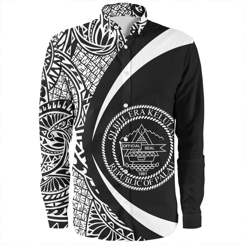 Palau Long Sleeve Shirt Coat Of Arm Lauhala White Circle