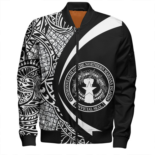 Northern Mariana Islands Bomber Jacket Coat Of Arm Lauhala White Circle