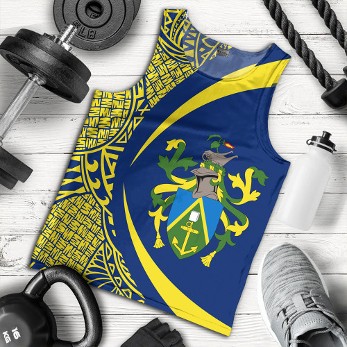 Pitcairn Islands Tank Top Coat Of Arm Lauhala Circle