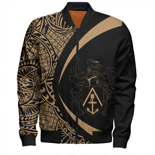 Pitcairn Islands Bomber Jacket Coat Of Arm Lauhala Gold Circle