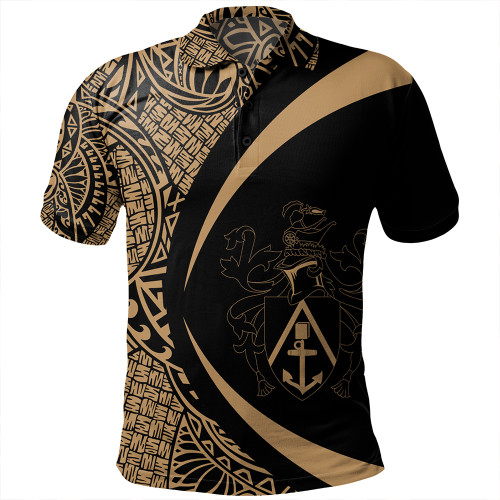 Pitcairn Islands Polo Shirt Coat Of Arm Lauhala Gold Circle