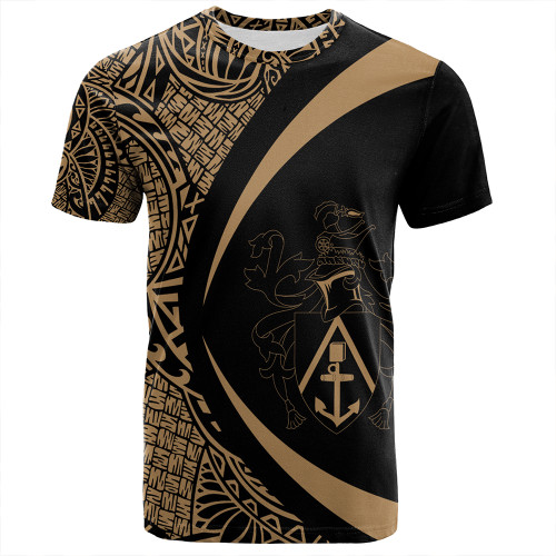 Pitcairn Islands T-Shirt Coat Of Arm Lauhala Gold Circle