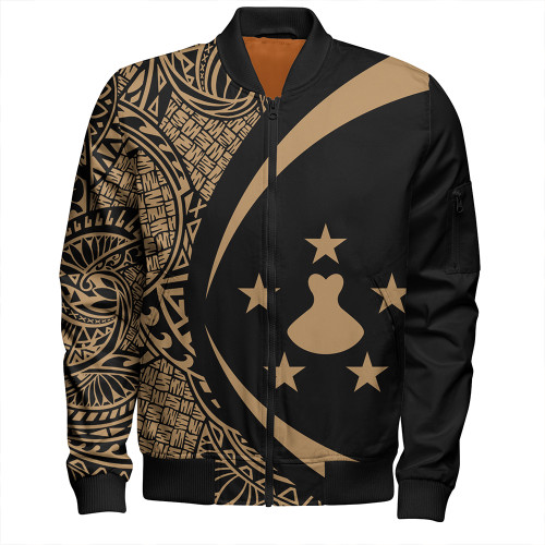 Austral Islands Bomber Jacket Coat Of Arm Lauhala Gold Circle