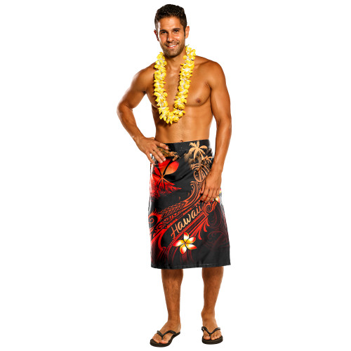 Hawaii Lavalava - Plumeria Flowers And Waves