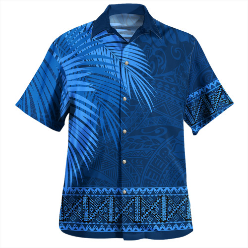 Samoa Hawaiian Shirt Masi Dobby Fabric Leaves