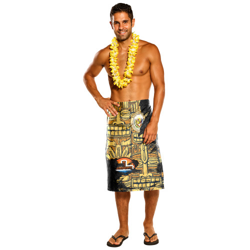 Hawaii Lavalava - Hawaii Seal With Surfing Tiki Masks Hawaiian Wooden Tribal Patterns