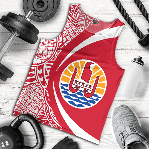 French Polynesia Tank Top Coat Of Arm Lauhala Circle