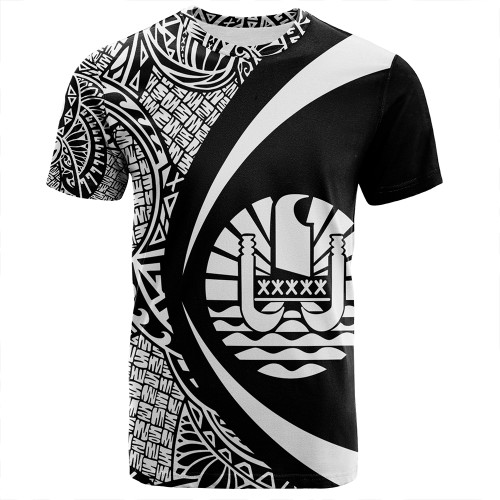 French Polynesia T-Shirt Coat Of Arm Lauhala White Circle