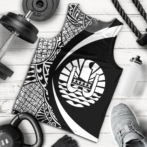 French Polynesia Tank Top Coat Of Arm Lauhala White Circle