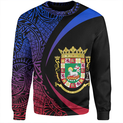 Puerto Rico Sweatshirt Coat Of Arm Lauhala Circle
