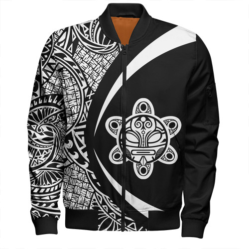 Puerto Rico Bomber Jacket Coat Of Arm Lauhala White Circle