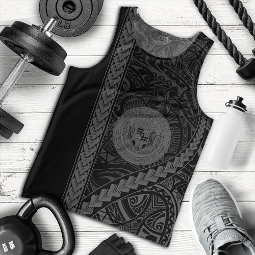 Hawaii Tank Top Tribal Polynesian Coat Of Arms Gray