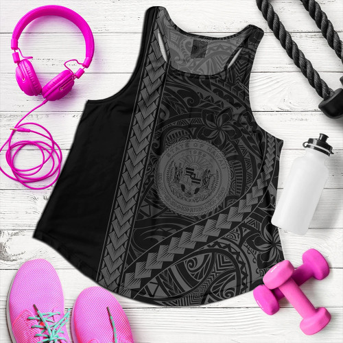 Hawaii Women Tank Tribal Polynesian Coat Of Arms Gray
