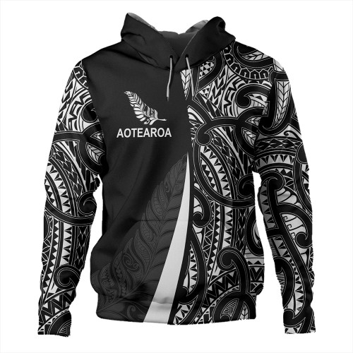 New Zealand Hoodie Country Aotearoa Maori Pattern Silver Fern