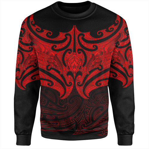 New Zealand Sweatshirt Maori Red Pattern