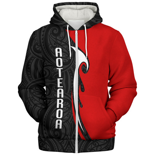 New Zealand Sherpa Hoodie - Aotearoa Silver Fern Maori