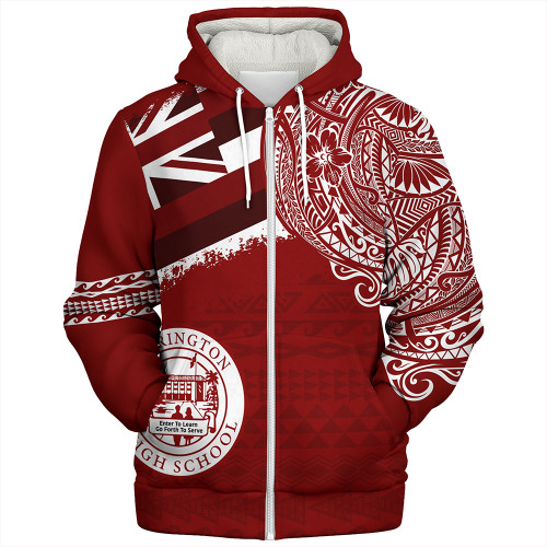 Hawaii Sherpa Hoodie Farrington High School Flag With Crest Style