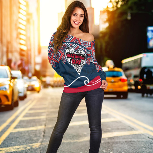 New Zealand Waitangi Day Off Shoulder Sweatshirt - New Zealand Culture Happy Waitangi Day Gold Coast