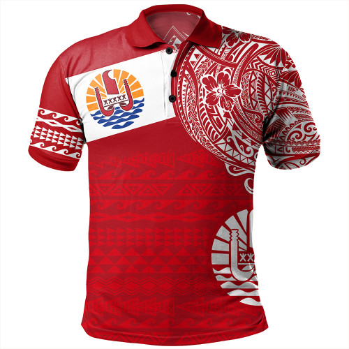 Polynesian Polo Shirt French Polynesia Flag With Coat Of Arms