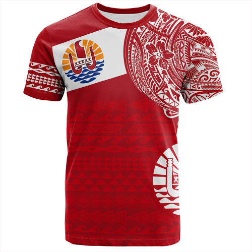 Polynesian T-Shirt French Polynesia Flag With Coat Of Arms