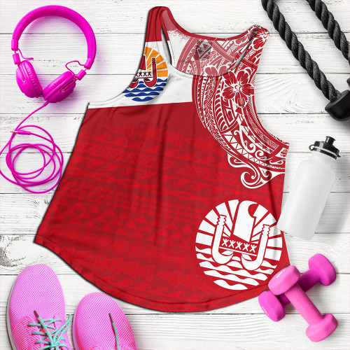 Polynesian Women Tank French Polynesia Flag With Coat Of Arms