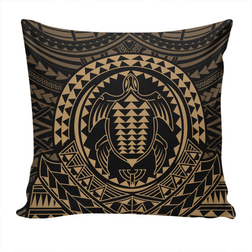 Hawaii Pillow Cover Kakau Honu Arc Polynesian Gold