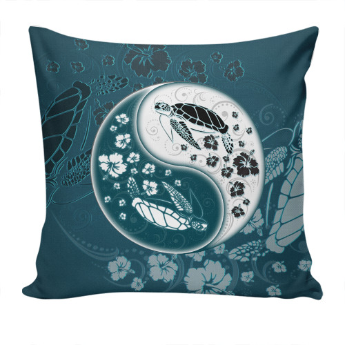 Hawaii Pillow Cover Yinyang Turtle Hibiscus