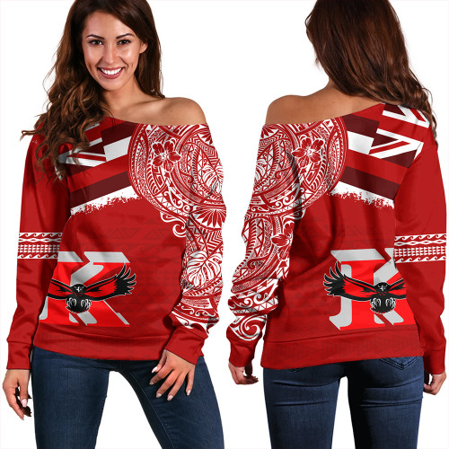 Hawaii Off Shoulder Sweatshirt Kauai High School With Crest Style