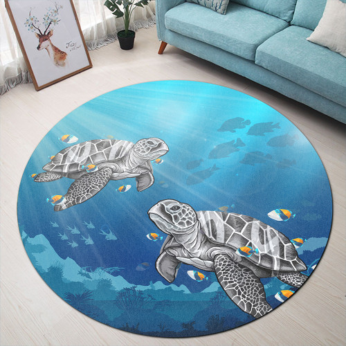 Hawaii Round Rug Turtle And Humuhumunukunukuapua'a New