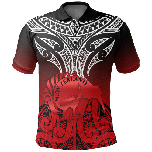 New Zealand Polo Shirt Maori Kiwi Bird Symbols Map