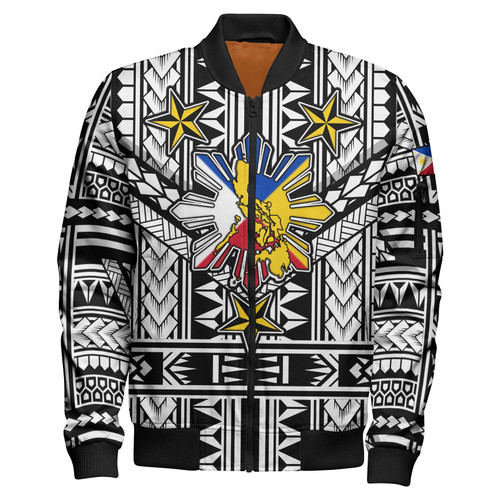 Philippines Bomber Jacket - Filipino Sun And Stars Tribal Tattoo Patterns Style