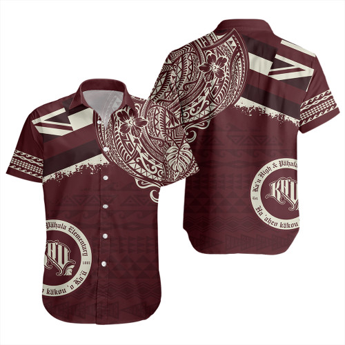 Hawaii Short Sleeve Shirt Kau High & Pahala Elementary School With Crest Style