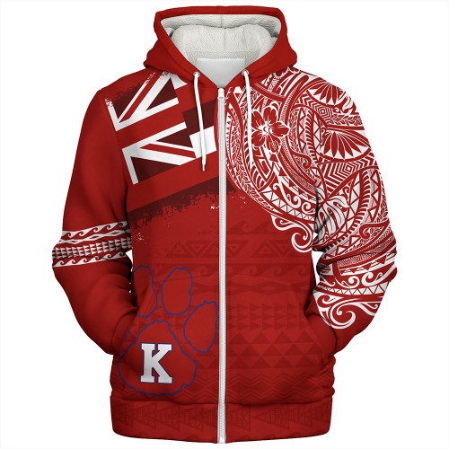Hawaii Sherpa Hoodie Kea'au High School With Crest Style