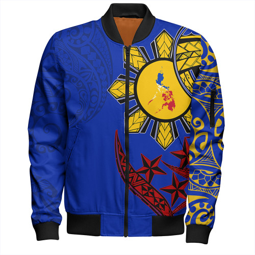 Philippines Bomber Jacket Tribal Sun In My Heart Color Flag Style
