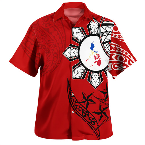 Philippines Hawaiian Shirt Tribal Sun In My Heart Red Style