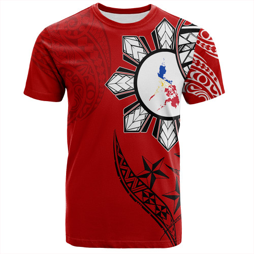 Philippines T-Shirt Tribal Sun In My Heart Red Style