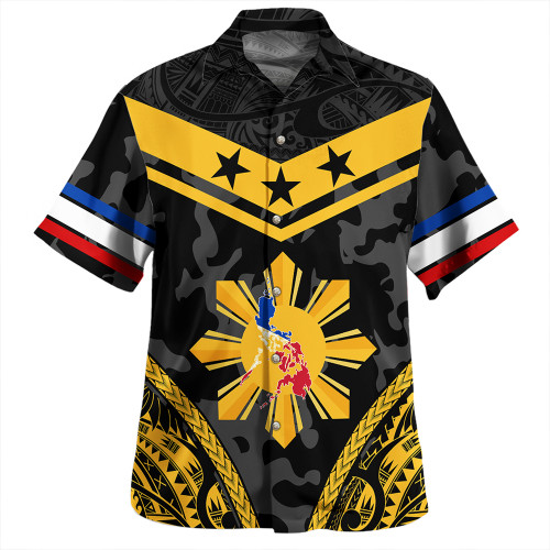 Philippines Hawaiian Shirt Polynesian Sun Star Style Camouflage
