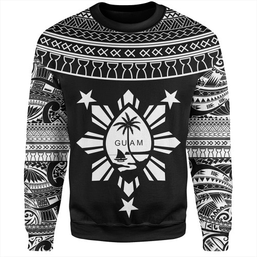 Guam Seal With Philippines Sun Sweatshirt Tribal Island
