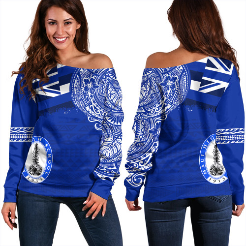 Hawaii Off Shoulder Sweatshirt Maui High School With Crest Style
