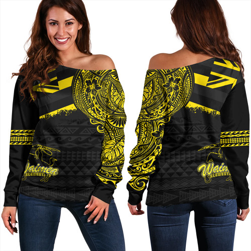 Hawaii Off Shoulder Sweatshirt Waimea Elementary School With Crest Style