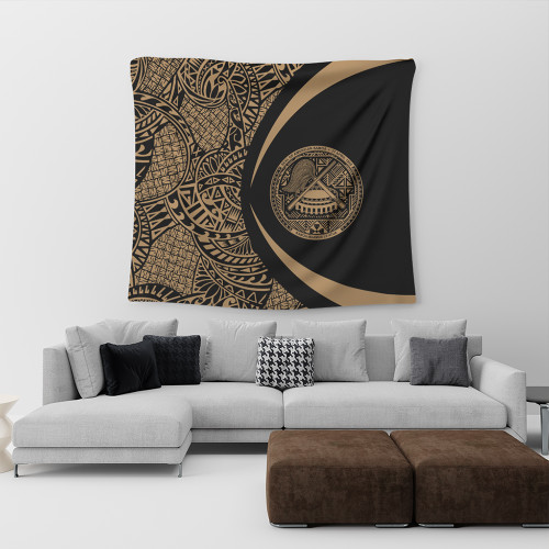 American Samoa Tapestry Lauhala Gold Circle Style