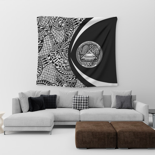 American Samoa Tapestry Lauhala White Circle Style