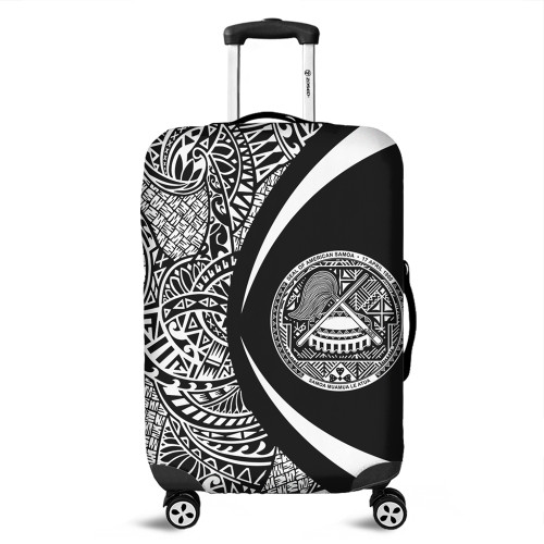 American Samoa Luggage Cover Lauhala White Circle Style