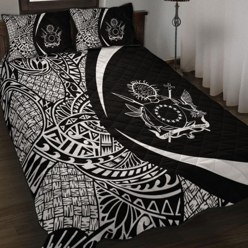 Cook Islands Quilt Bed Set Lauhala White Circle Style