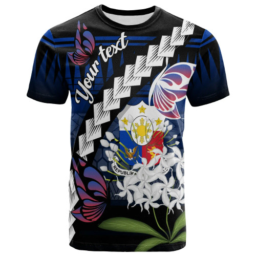 Philippines Custom Personalized T-Shirt - Butterfly Sampaguita Flower 1